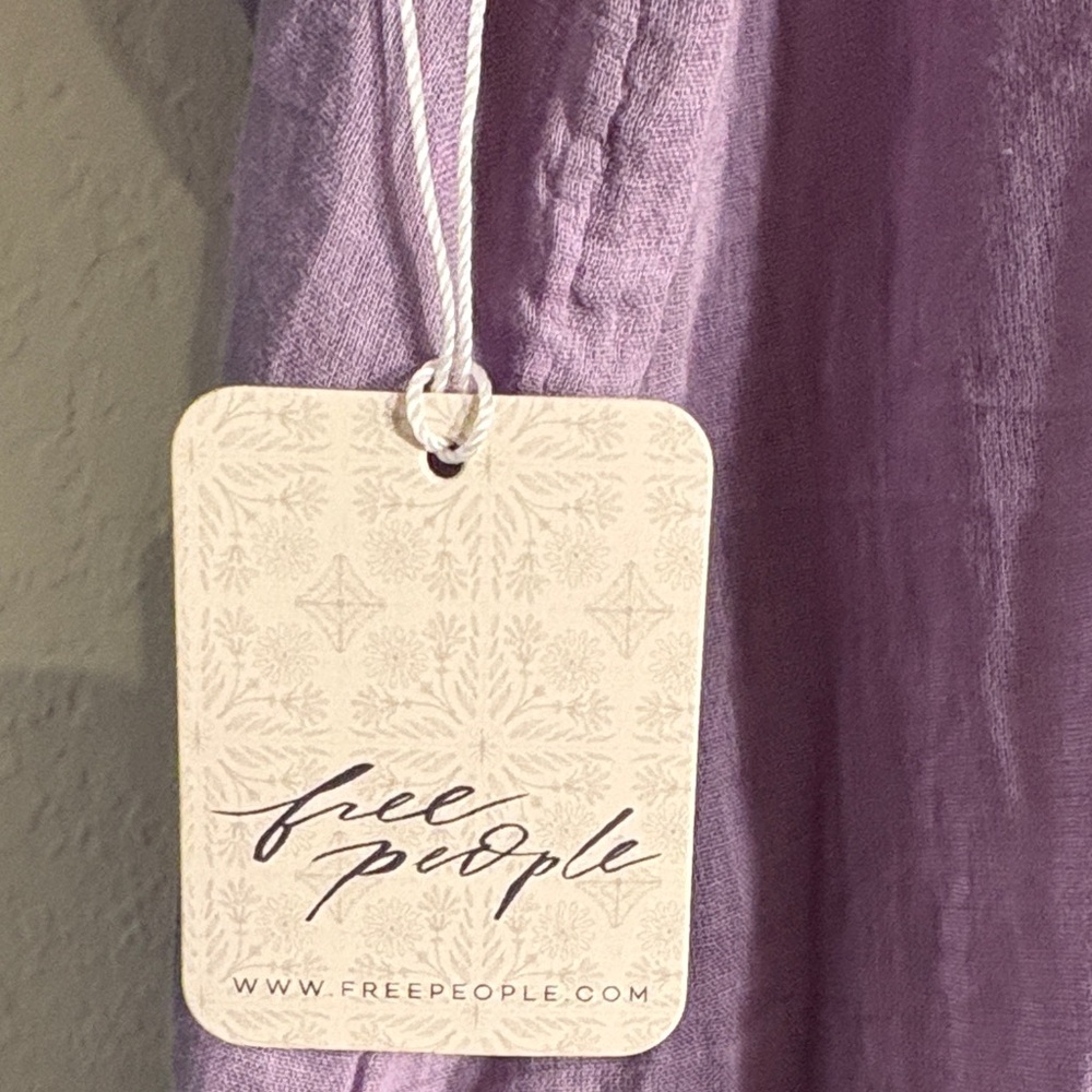Free People Purple Ruffled Button-Up Tuxedo Blouse - Picture 3 of 11